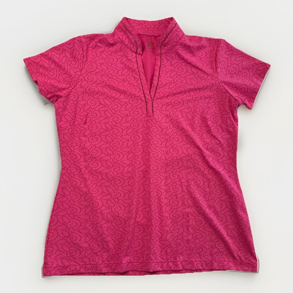 EP New York Polo Women's Size Large L Hot Pink Textured Golf Shirt